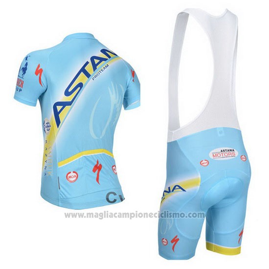 2014 Abbigliamento Ciclismo Astana Azzurro Manica Corta e Salopette